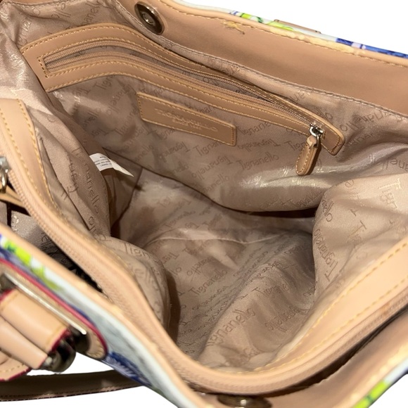 Tignanello White Tote with Blue and Green Floral Design - Picture 10 of 10